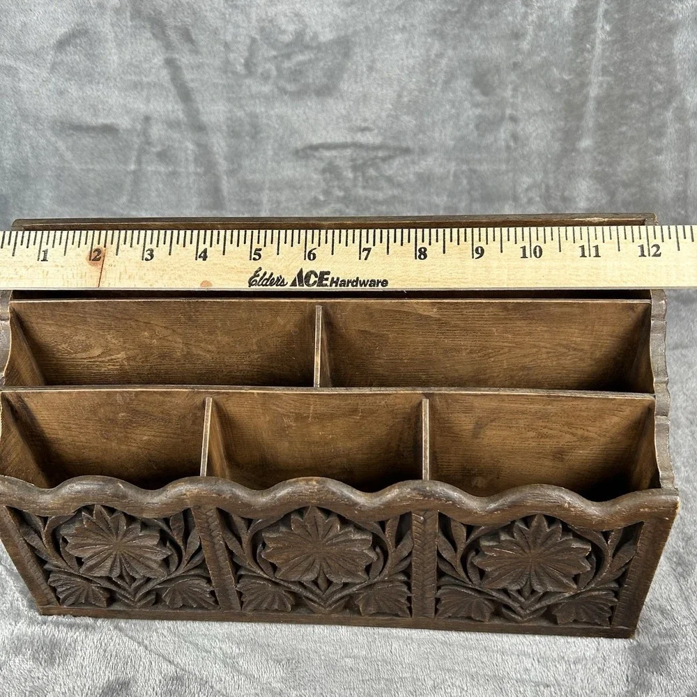 Vintage Lerner Faux-Wood Letter Holder Desk Top Organizer Boho Chic Cottagecore